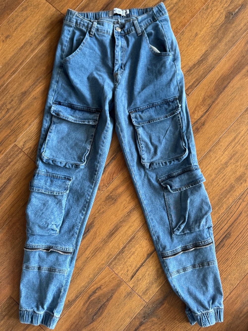 Refuge Denim Blue Cargo Jogger Jeans Utility Y2K Size M